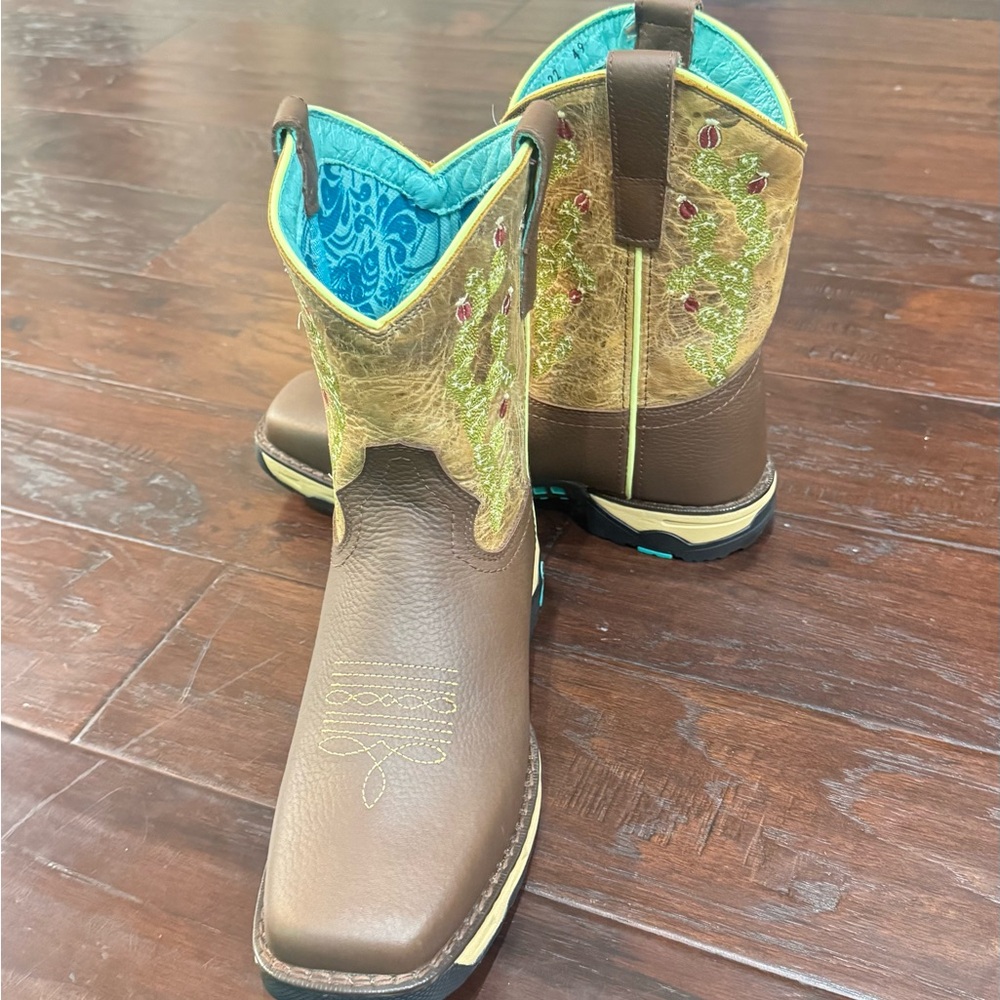 Brown and Tan Western Boots with Embroidery